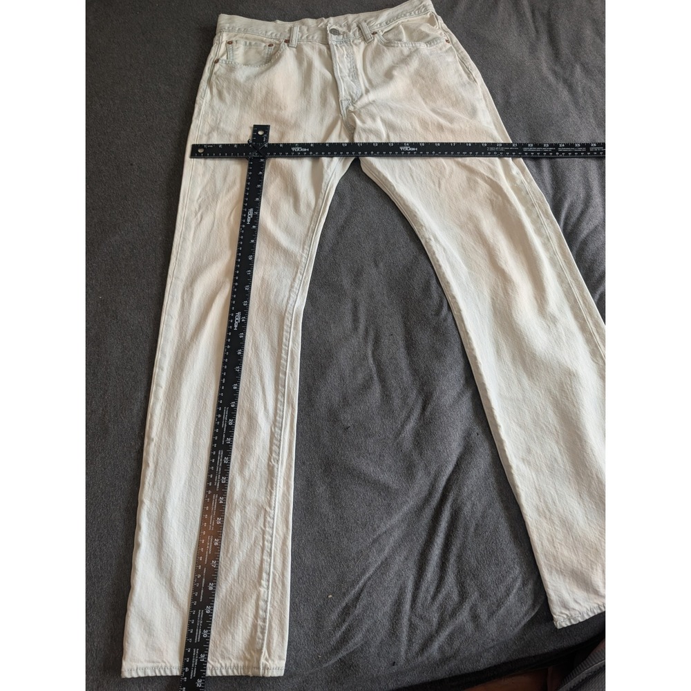 Levis 501 Original Fit Jeans Mens 32x32 Off White Cream Button Fly Straight Leg